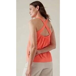 Athleta Arrival Tank Sunset Glow Coral Medium NWOT $79 Wrinkle Resistant Commute